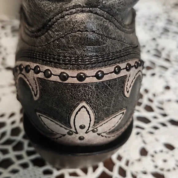 Corral Womens Black/Gray Boots Size 9 Dusky Floral Overlay Crystals & Studs - Picture 10 of 17
